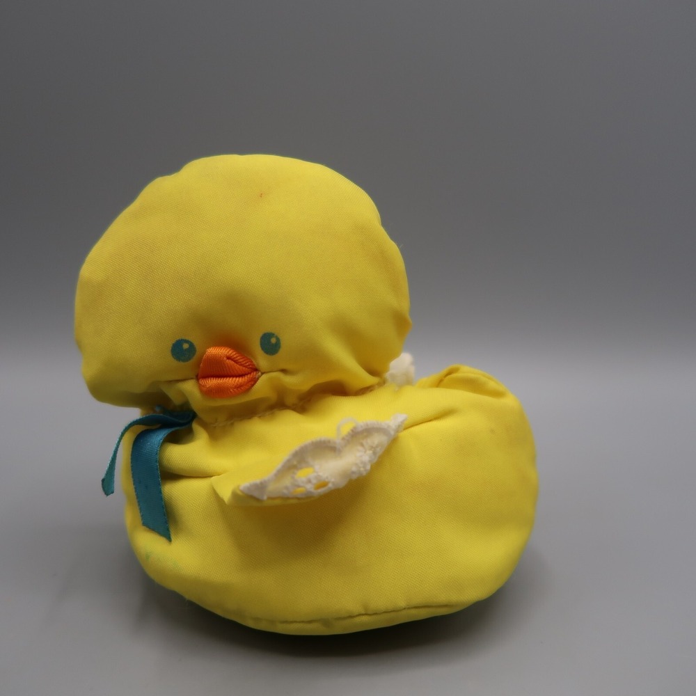 Vintage 1991 Fisher Price Tub Ducky Bath Toy Parachute Material Yellow Duck 1476